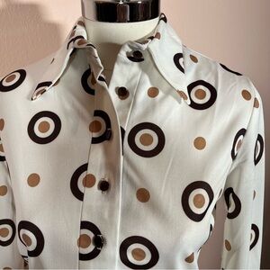 Vintage White and Brown Button Down Shirt